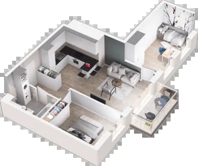 Mieszkanie E24 z inwestycji Na Koszutce II w Katowice