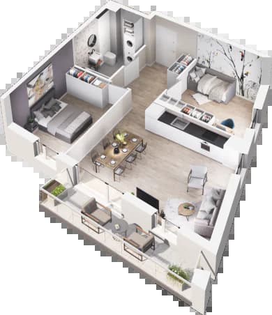 Mieszkanie F1-10 z inwestycji Na Koszutce II w Katowice