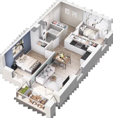 Mieszkanie F2-13 z inwestycji Na Koszutce II w Katowice