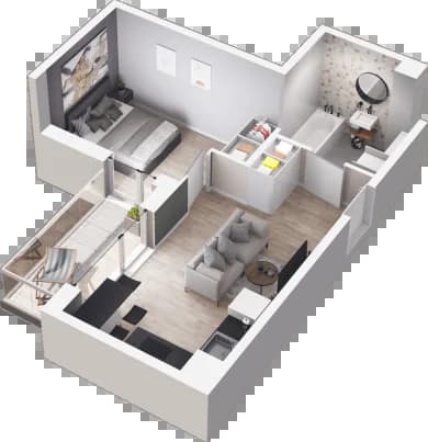 Mieszkanie F2-25 z inwestycji Na Koszutce II w Katowice