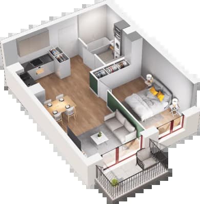 Mieszkanie 29 z inwestycji Mikusińskiego 25 w Katowice