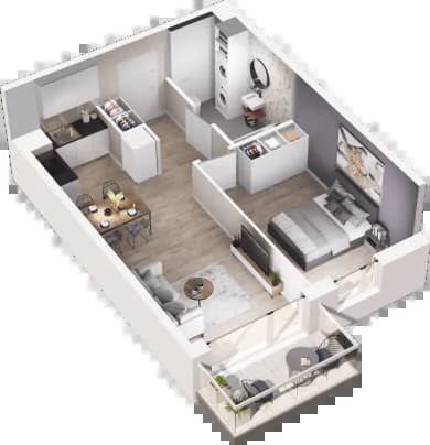 Mieszkanie F2-22 z inwestycji Na Koszutce II w Katowice Mieszkanie F2-22 z inwestycji Na Koszutce II w Katowice